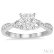 1 2 Ctw Round Cut Diamond Lovebright Engagement Ring in 14K White Gold For Discount