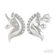 1 20 ctw Petite Unicorn Round Cut Diamond Fashion Stud Earring in 10K White Gold Online now