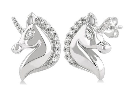 1 20 ctw Petite Unicorn Round Cut Diamond Fashion Stud Earring in 10K White Gold Online now