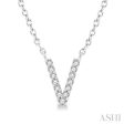 1 20 Ctw Initial  V  Round Cut Diamond Pendant With Chain in 14K White Gold For Discount