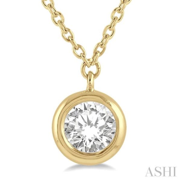 1 10 ctw Round Cut Diamond Necklace in 14K Yellow Gold For Discount