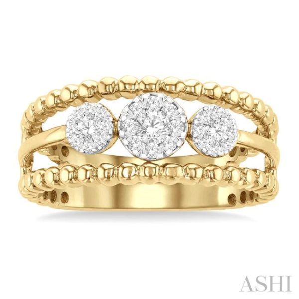 1 4 ctw Past, Present & Future Lovebright Round Cut Diamond Fashion Ring in 14K Yellow and White Gold Fashion