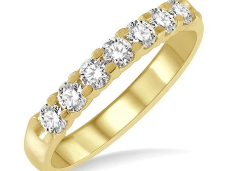 1 2 ctw 7 Stone Round Cut Diamond Wedding Band in 14K Yellow Gold on Sale