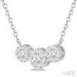 1 3 Ctw 3-Stone Lovebright Round Cut Diamond Necklace in 14K White Gold Online Sale