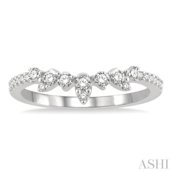 1 4 ctw Alternating Marquise and Circular Mount Round Cut Diamond Curved Wedding Band in 14K White Gold For Discount