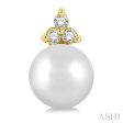 1 20 ctw Petite 5.5 MM Cultured Pearls and Round Cut Diamond Fashion Stud Earring in 10K Yellow Gold For Cheap