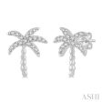 1 10 Ctw Palm Tree Round Cut Diamond Petite Fashion Earring in 14K White Gold Online now