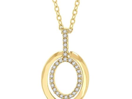 1 10 ctw Petite Twin Oval Round Cut Diamond Fashion Pendant With Chain in 10K Yellow Gold For Cheap