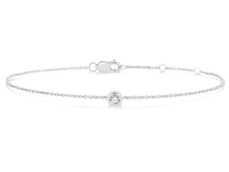 1 10 Ctw Bezel Set Round Cut Diamond Petite Fashion Bracelet in 10K White Gold For Cheap