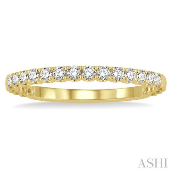 1 4 ctw Lattice Round Cut Diamond Wedding Band in 14K Yellow Gold on Sale