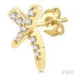 1 10 Ctw X-Shape Petite Round Cut Diamond Fashion Stud Earring in 10K Yellow Gold For Cheap