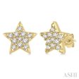 1 10 Ctw Star Round Cut Diamond Petite Fashion Earring in 10K Yellow Gold Hot on Sale