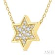 1 10 Ctw Star of David Petite Round Cut Diamond Fashion Pendant With Chain in 10K Yellow Gold on Sale