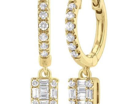 1 3 ctw Petite Square Shape Fusion Diamond Fashion Huggies in 10K Yellow Gold Fashion