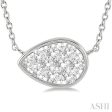 1 3 Ctw Pear Shape Lovebright Diamond Necklace in 14K White Gold Supply