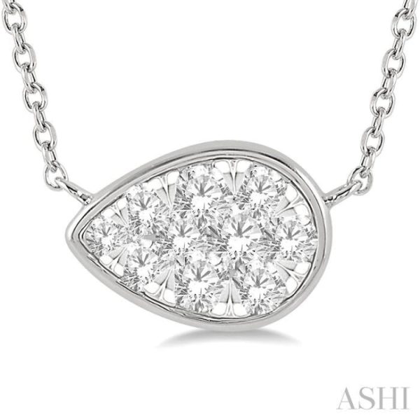 1 3 Ctw Pear Shape Lovebright Diamond Necklace in 14K White Gold Supply