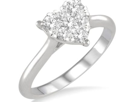 1 2 Ctw Round Cut Diamond Heart Shape Lovebright Ring in 14K White Gold Sale