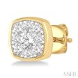 1 2 ctw Cushion Shape Round Cut Diamond Lovebright Bezel Stud Earring in 14K Yellow and White Gold Discount