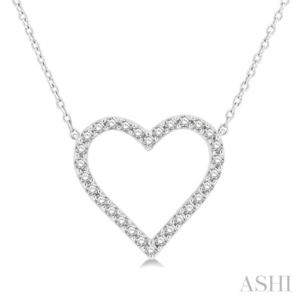 1 2 ctw Heart Pendant Round Cut Diamond Fashion Station Necklace in 10K White Gold Online Sale