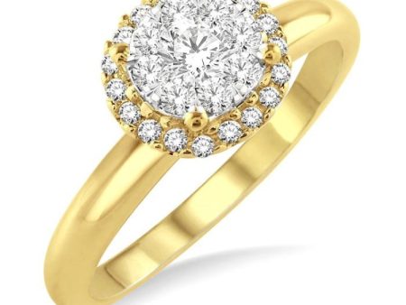 1 3 Ctw Lovebright Round Cut Diamond Engagement Ring in 14K Yellow and White gold Online Hot Sale