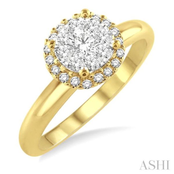 1 3 Ctw Lovebright Round Cut Diamond Engagement Ring in 14K Yellow and White gold Online Hot Sale