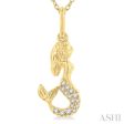 1 20 ctw Petite Mermaid Round Cut Diamond Fashion Pendant With Chain in 10K Yellow Gold Online Hot Sale