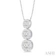 1 4 ctw Lovebright 3 stone Essential Round Cut Diamond Pendant with Chain in 14K White Gold Online