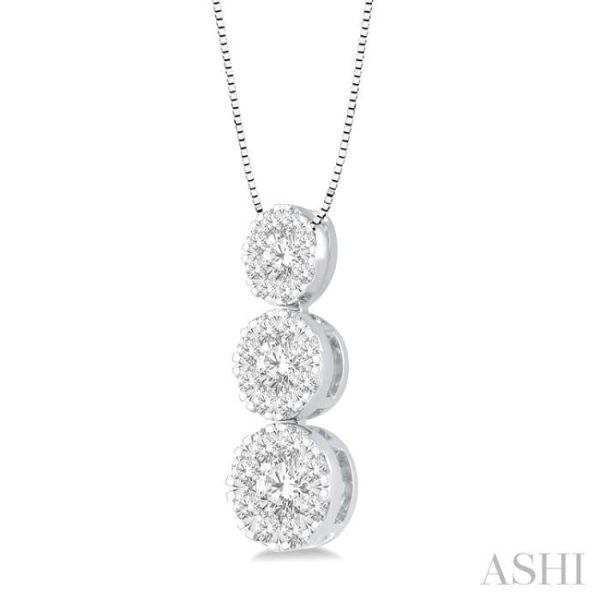 1 4 ctw Lovebright 3 stone Essential Round Cut Diamond Pendant with Chain in 14K White Gold Online