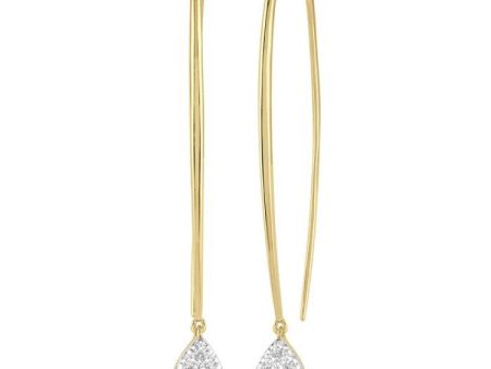 1 3 ctw Pear Shape Dangler Lovebright Round Cut Diamond Earring in 14K Yellow and White Gold For Discount