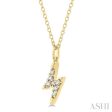 1 10 Ctw Lightning Bolt Round Cut Diamond Petite Fashion Pendant With Chain in 14K Yellow Gold For Discount