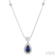 1 3 ctw Pear Cut 6X4MM Sapphire and Round Cut Diamond Lovebright Precious Necklace in 14K White Gold Discount