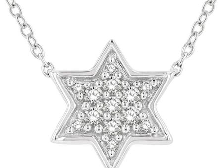 1 10 Ctw Star of David Petite Round Cut Diamond Fashion Pendant With Chain in 10K White Gold Online