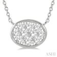 1 3 Ctw Oval Shape Lovebright Diamond Necklace in 14K White Gold For Sale