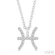 1 20 Ctw Pisces Round Cut Diamond Zodiac Pendant With Chain in 14K White Gold on Sale