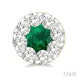 1 2 ctw Lovebright 3.3MM Emerald and Round Cut Diamond Precious Stud Earring in 14K Yellow & White Gold Online Sale