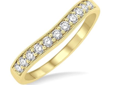 1 3 Ctw Arched Round Cut Diamond Wedding Band in 14K Yellow Gold Online