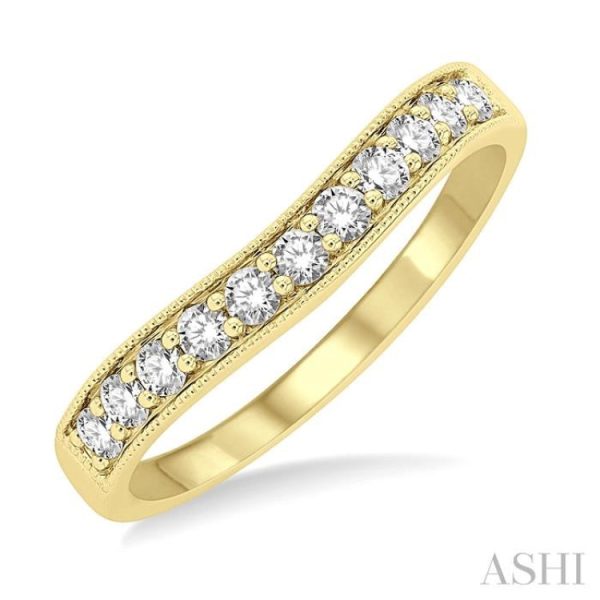 1 3 Ctw Arched Round Cut Diamond Wedding Band in 14K Yellow Gold Online