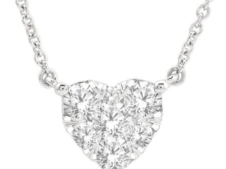 1 2 Ctw Lovebright Diamond Heart Necklace in 14K White Gold Online