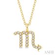 1 10 Ctw Scorpio Round Cut Diamond Zodiac Pendant With Chain in 10K Yellow Gold Supply