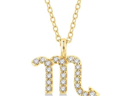 1 10 Ctw Scorpio Round Cut Diamond Zodiac Pendant With Chain in 10K Yellow Gold Supply