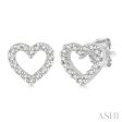 1 10 Ctw Heart Cutout Round Cut Diamond Petite Fashion Earring in 10K White Gold Online Hot Sale