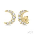 1 10 Ctw Crescent Moon Round Cut Diamond Petite Fashion Earring in 10K Yellow Gold on Sale