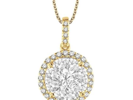 1 1 2 Ctw Lovebright Round Cut Diamond Pendant in 14K Yellow and White Gold with Chain Online Sale