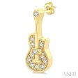 1 10 ctw Petite Guitar Round Cut Diamond Fashion Stud Earring in 10K Yellow Gold Fashion