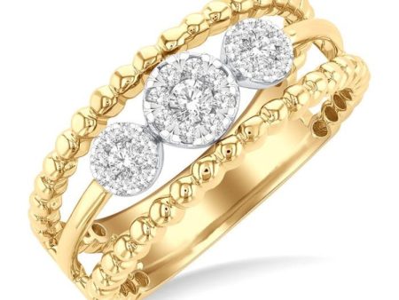 1 4 ctw Past, Present & Future Lovebright Round Cut Diamond Fashion Ring in 14K Yellow and White Gold Fashion