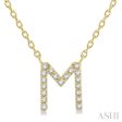 1 20 Ctw Initial  M  Round Cut Diamond Pendant With Chain in 14K Yellow Gold on Sale