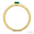 4X3MM Emerald and 1 5 ctw Single Cut Diamond Precious Split Twin Ring in 10K Yellow Gold Discount