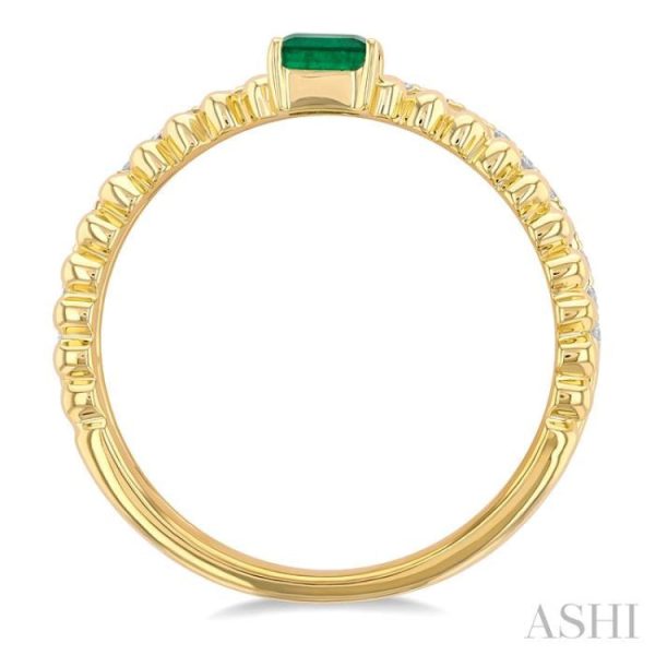 4X3MM Emerald and 1 5 ctw Single Cut Diamond Precious Split Twin Ring in 10K Yellow Gold Discount