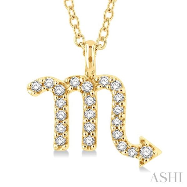 1 10 Ctw Scorpio Round Cut Diamond Zodiac Pendant With Chain in 10K Yellow Gold Supply