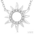 1 10 Ctw Sun Symbol Petite Round Cut Diamond Fashion Pendant With Chain in 10K White Gold Fashion